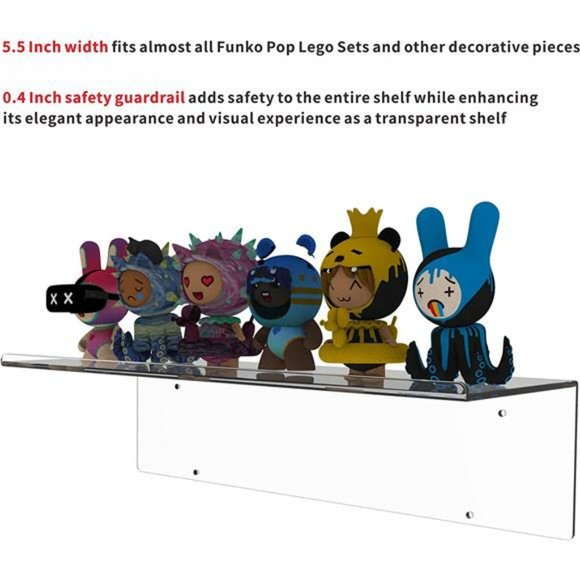 15.8" Acrylic Floating Wall Ledge Shelf, Wall Mounted,  5MM Thick, Set of 2 - Picture 5 of 6